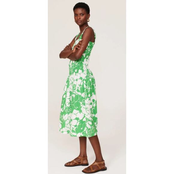 Rails Small Seville Smocked Midi Dress Green Floral Cotton Blend Cottagecore - Picture 1 of 11